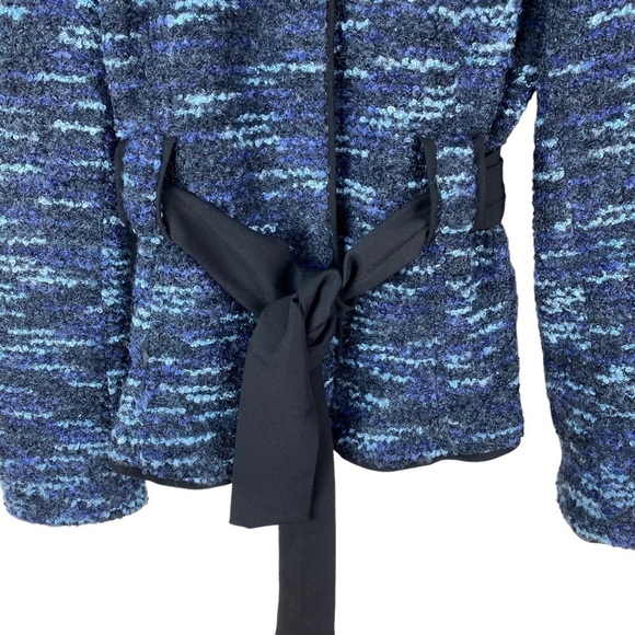 Sandro Blazer Jacket Tweed Textured Wool blend Blue Black Women’s Size S - Picture 7 of 9